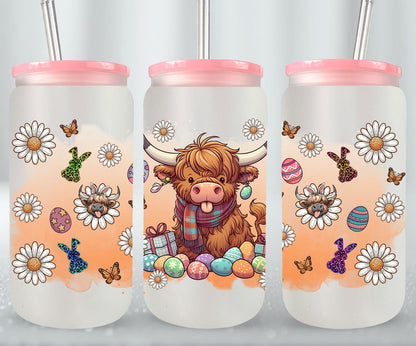 Highland Cow Easter-10374 - glass can