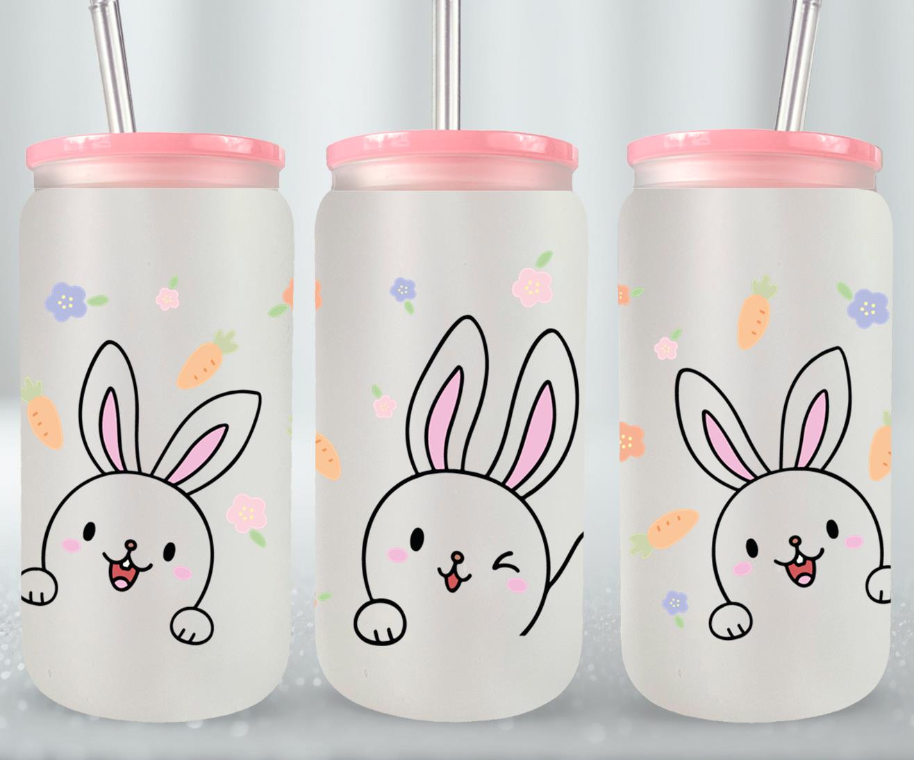 Happy Rabbit-10458 - glass can