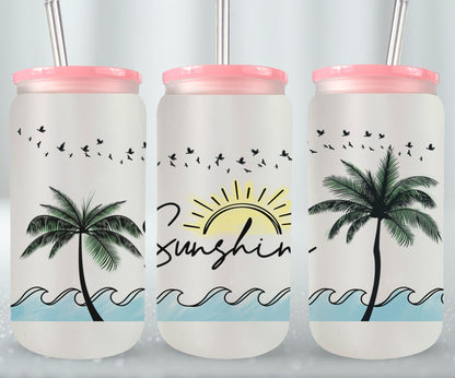 Sunshine Palm Trees-10690 - glass can