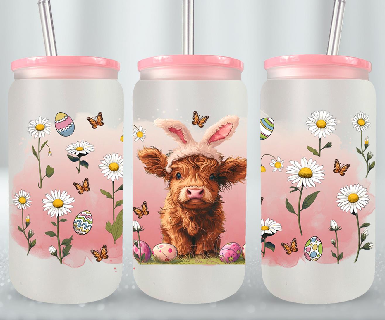 Highland Cow Easter-10369 - glass can