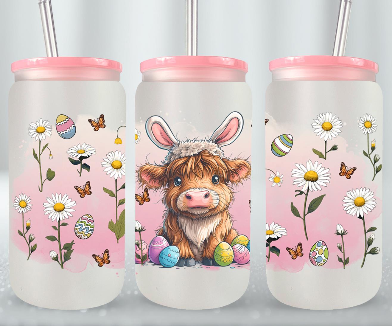 Highland Cow Easter-10403 - glass can