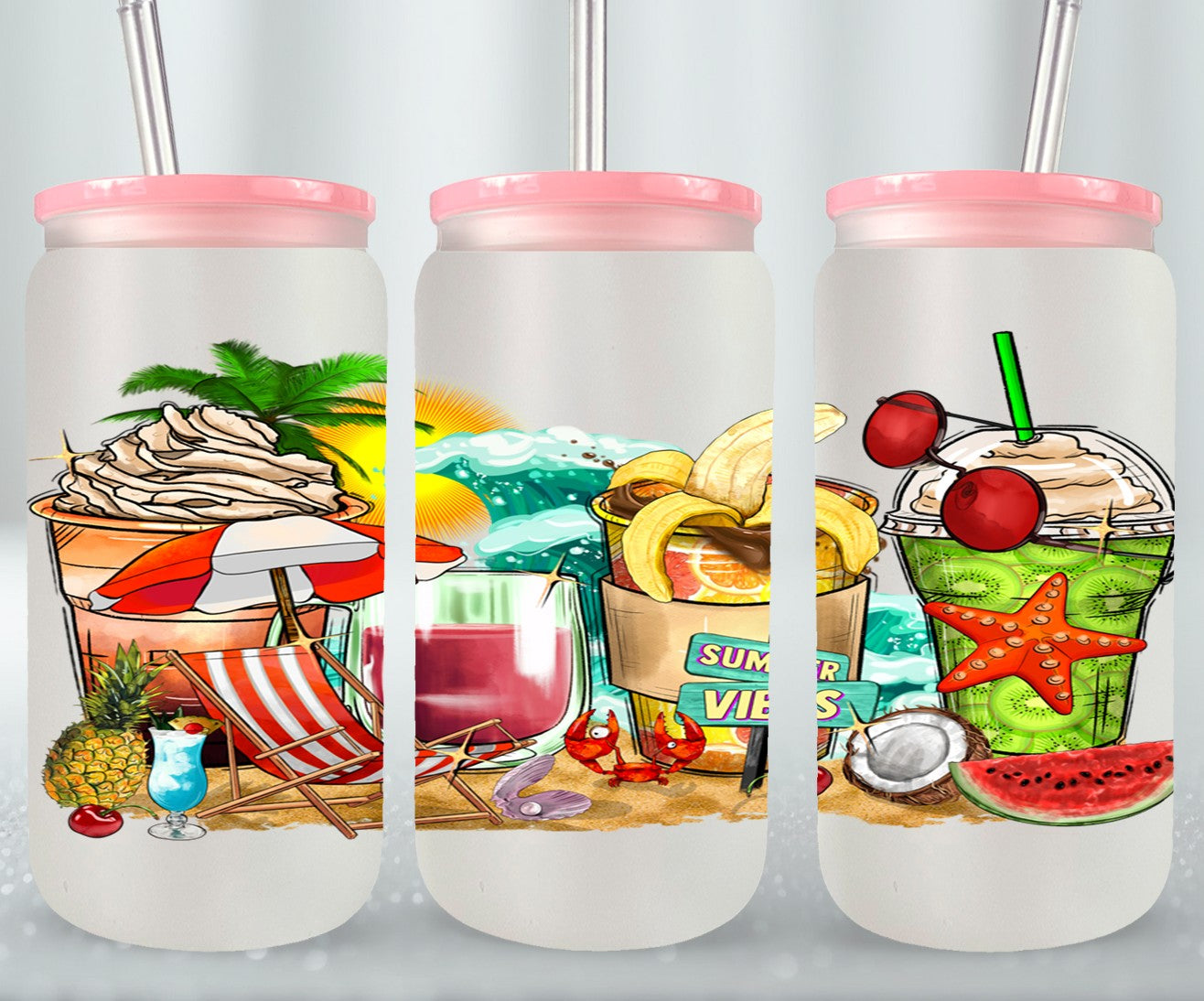 Summer Vibes Coffee Cups-10689 - glass can