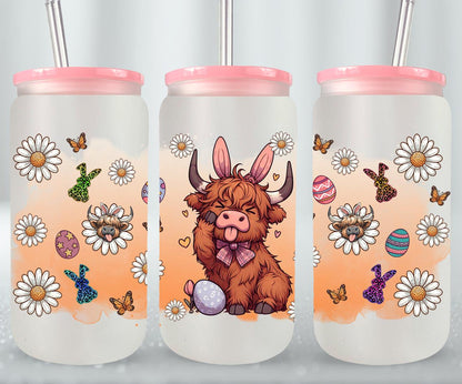 Highland Cow Easter-10373 - glass can