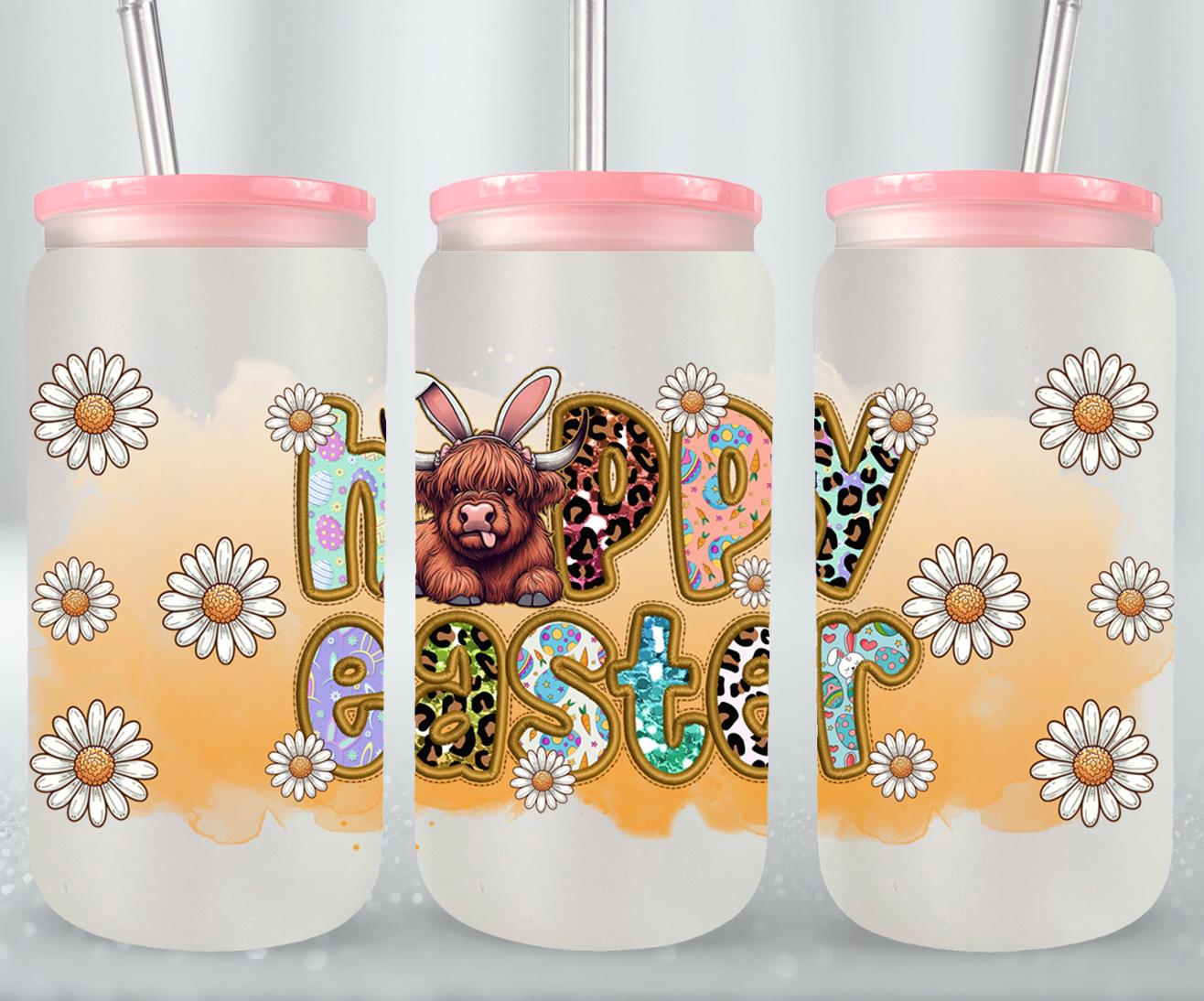 Highland Cow Easter-10394 - glass can