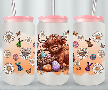 Highland Cow Easter-10372 - glass can