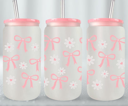 Bow Coquette and Daisy-10246 - glass can