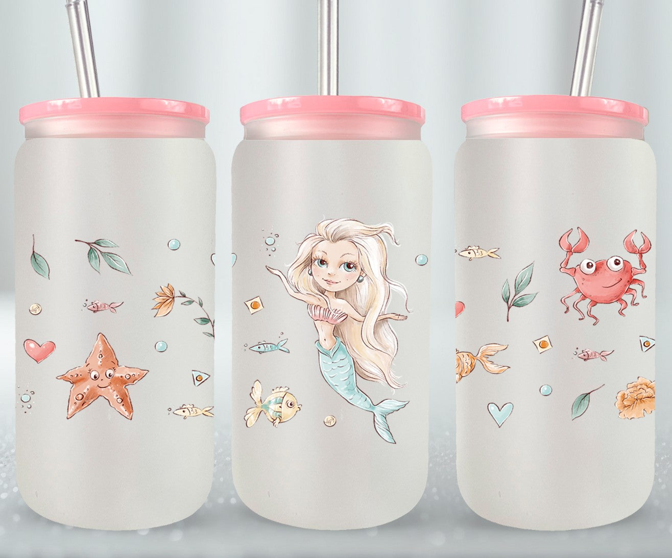 Cute Mermaid-10679 - glass can