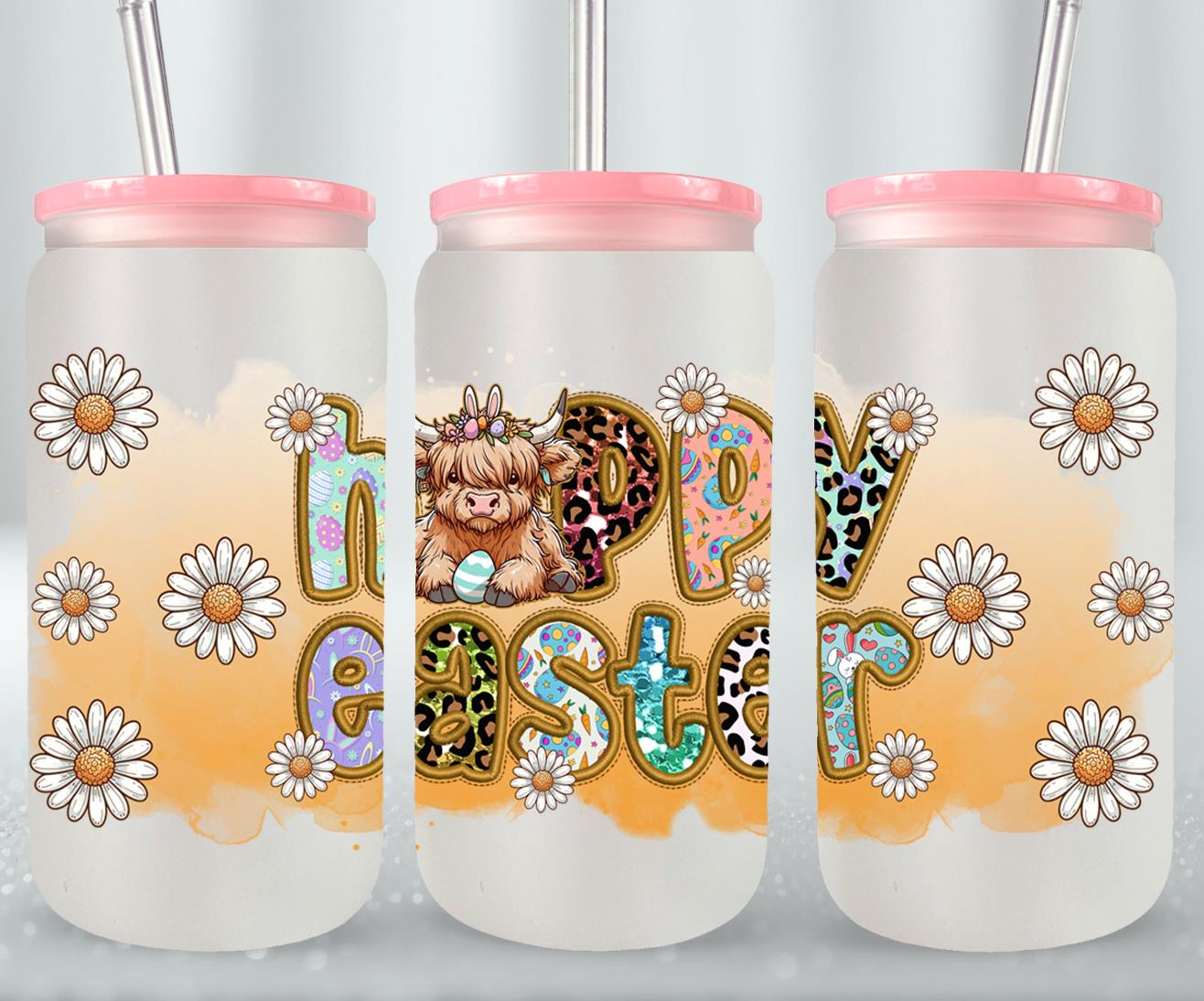 Highland Cow Easter-10395 - glass can