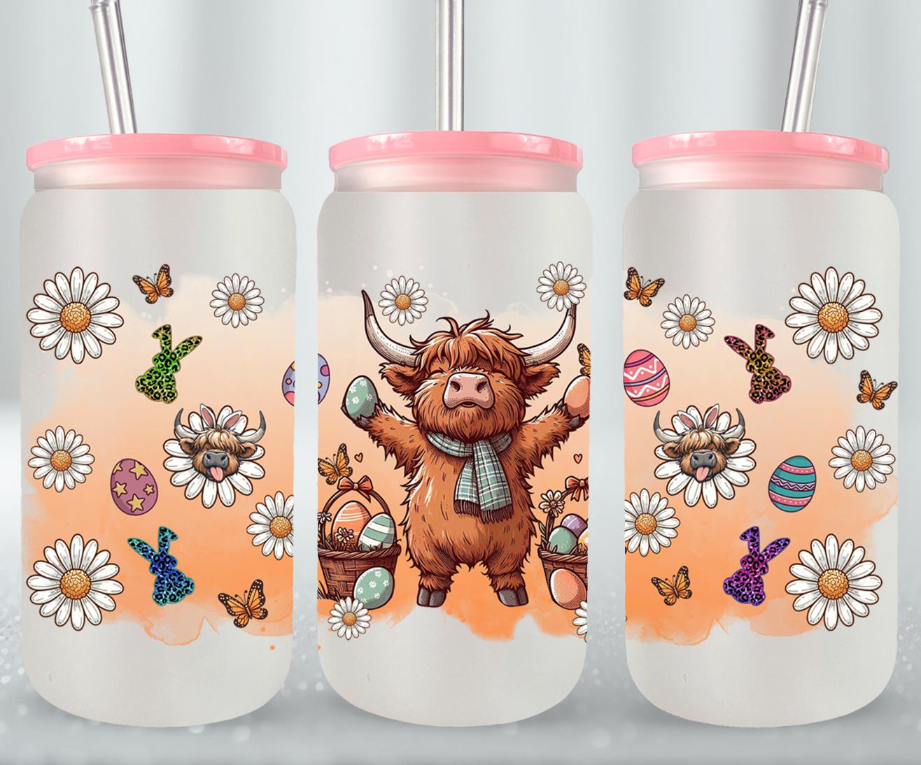 Highland Cow Easter-10389 - glass can