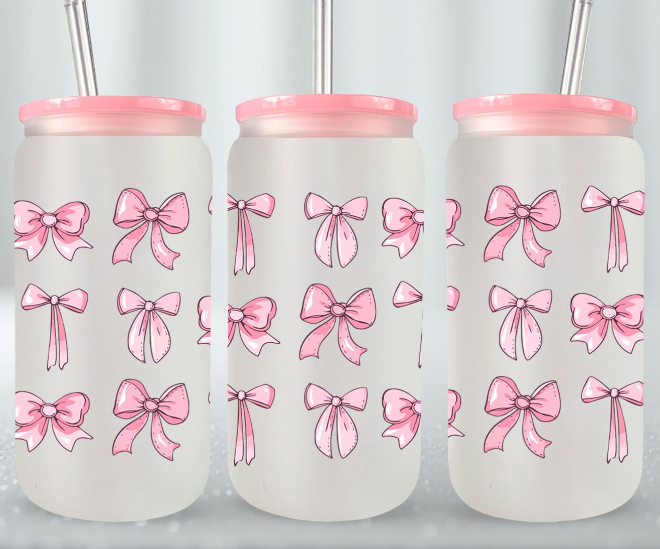 Pink Bow-9993 - glass can