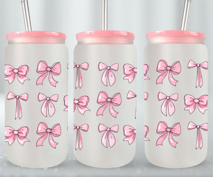 Pink Bow-9993 - glass can