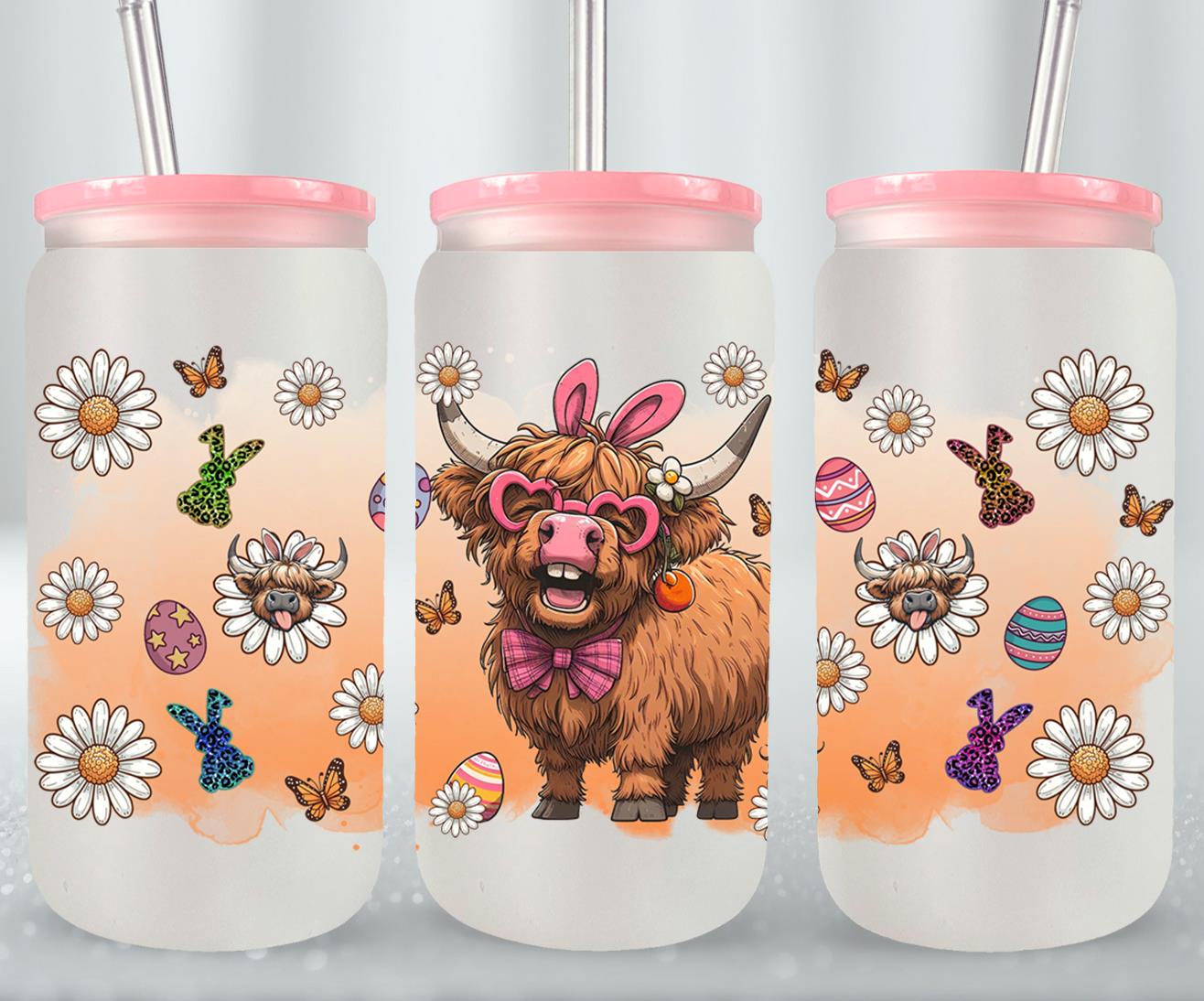 Highland Cow Easter-10385 - glass can