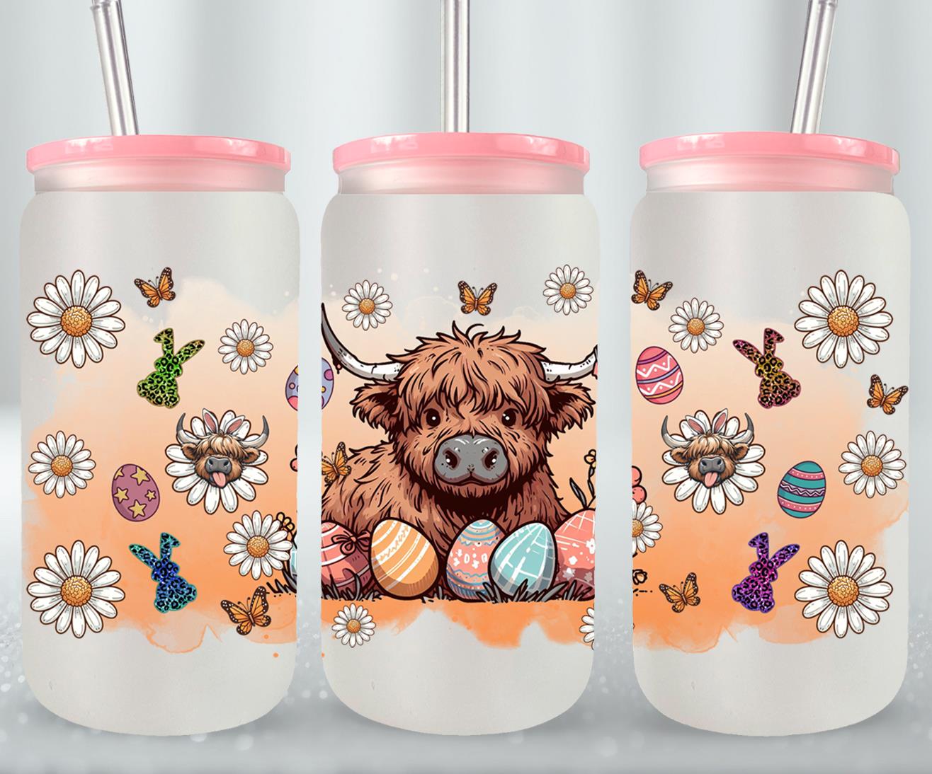 Highland Cow Easter-10375 - glass can