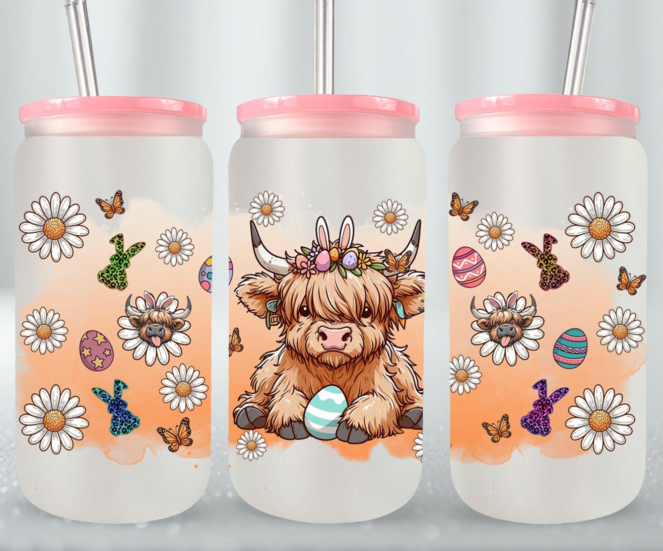 Highland Cow Easter-10378 - glass can