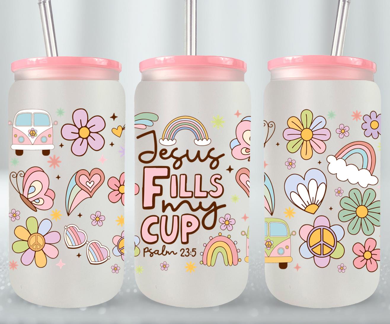 Jesus Fells My Cup-10208 - glass can