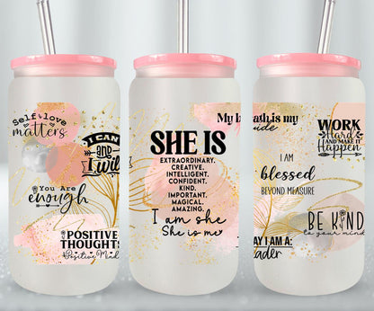 She Is - glass can