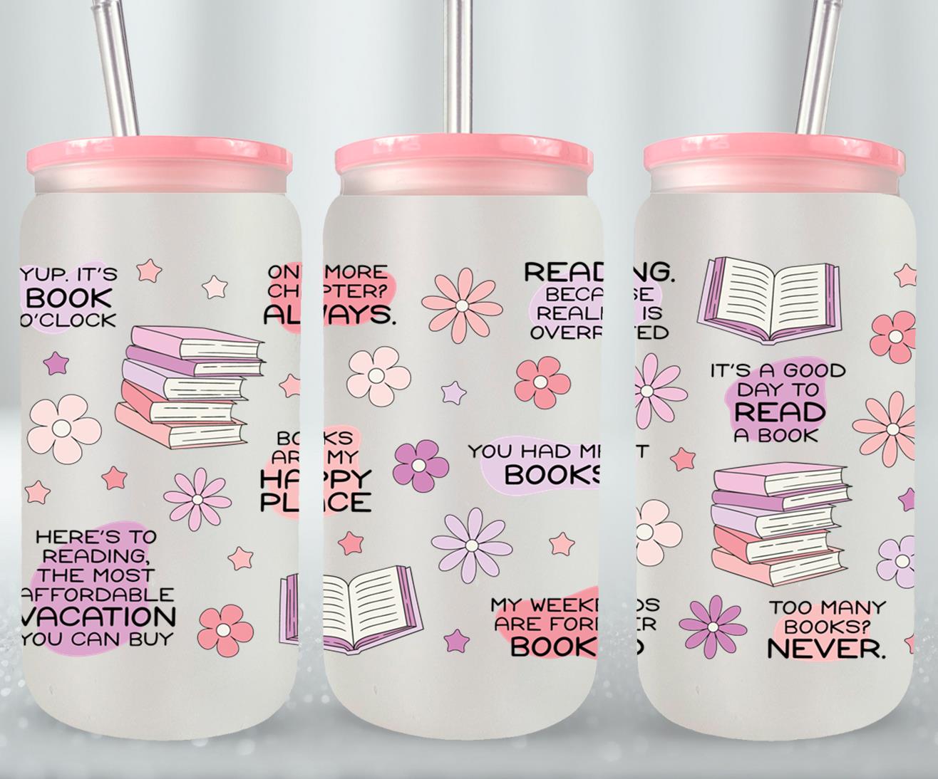 Floral Book Affirmation FULL-9975 - glass can