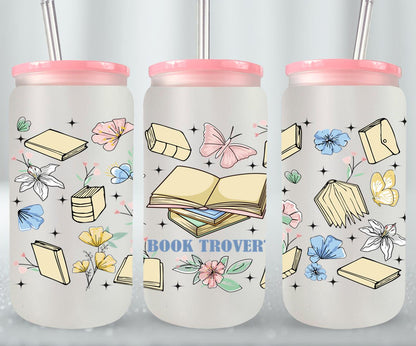 Boho Book Trovert Reading Lover-9967 - glass can