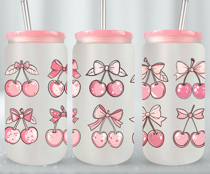 Pink Bow-9994 - glass can