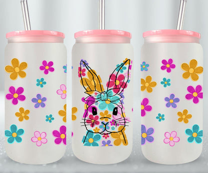Embroidered Easter Bunny - glass can