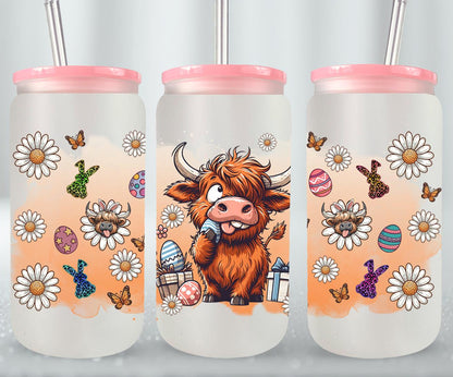 Highland Cow Easter-10384 - glass can
