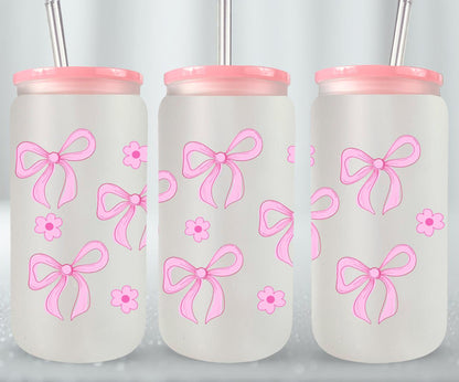 Pink Flower Coquette-10259 - glass can
