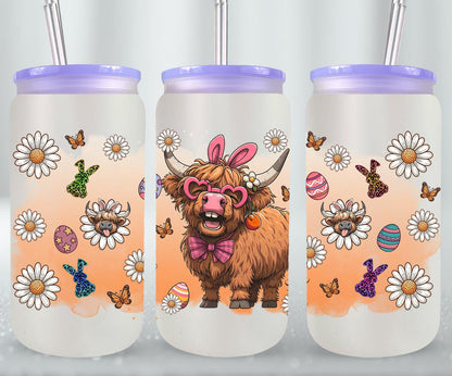 Highland Cow Easter-10385 - glass can