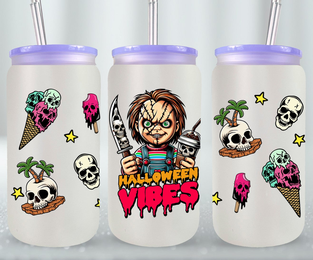 Halloween Vibes - glass can