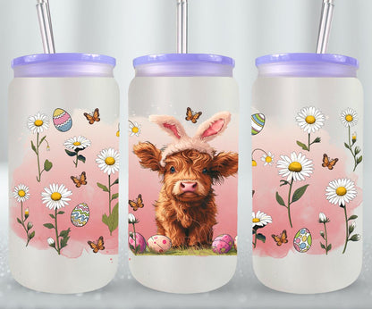 Highland Cow Easter-10369 - glass can