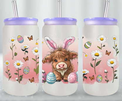 Highland Cow Easter-10405 - glass can