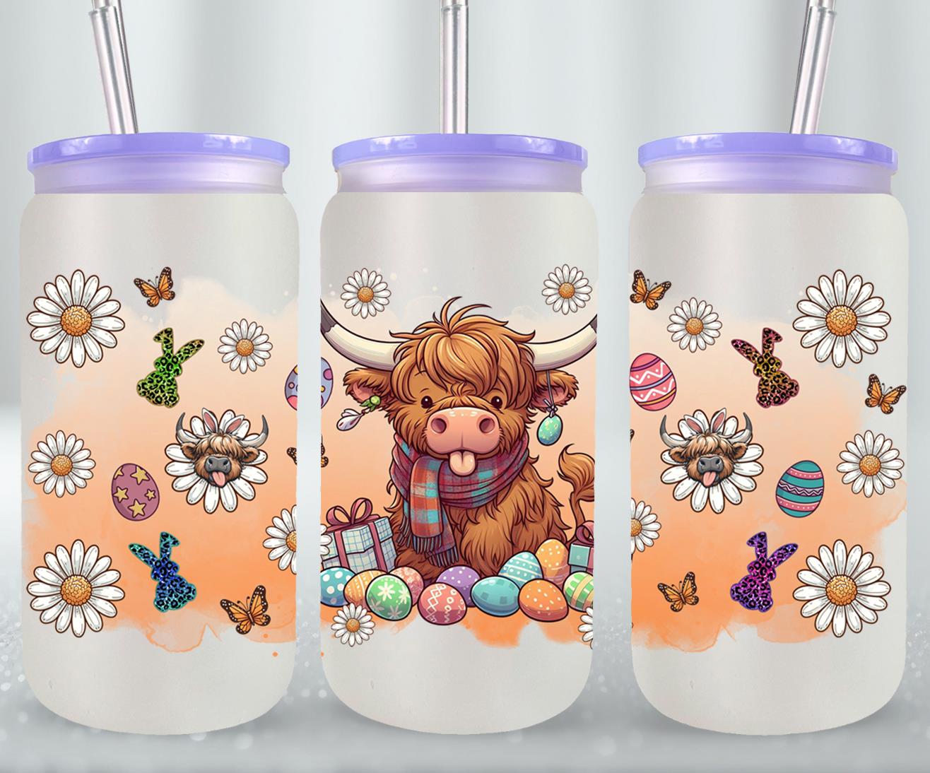 Highland Cow Easter-10374 - glass can