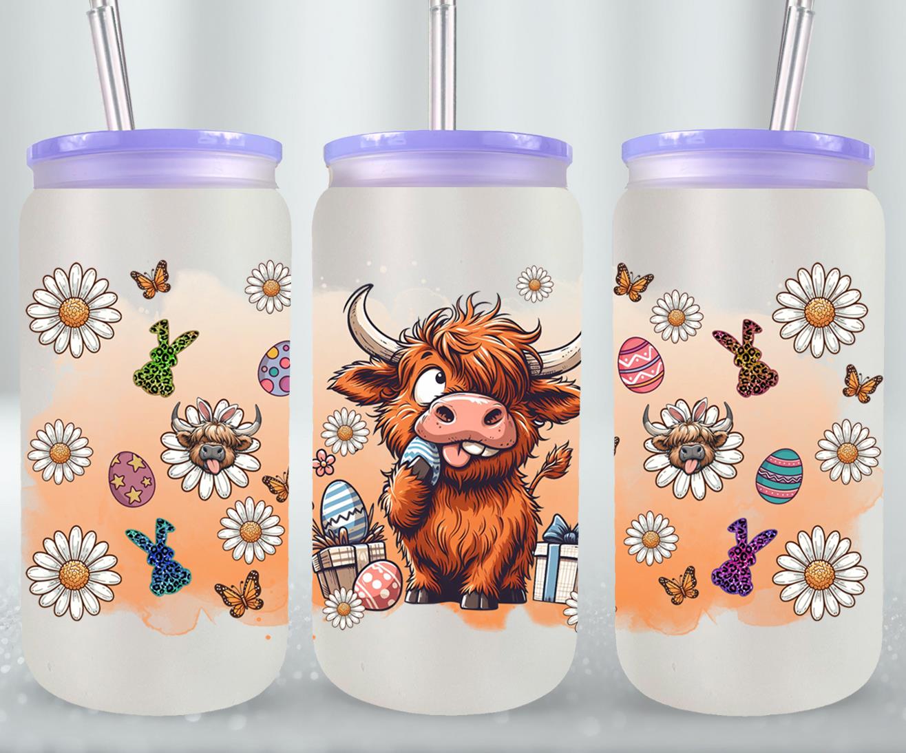 Highland Cow Easter-10384 - glass can