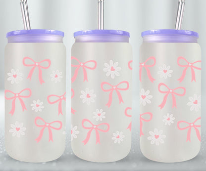 Bow Coquette and Daisy-10246 - glass can