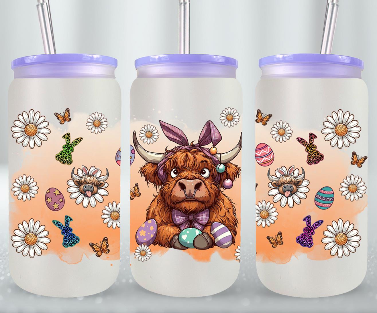 Highland Cow Easter-10392 - glass can