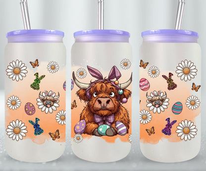 Highland Cow Easter-10392 - glass can