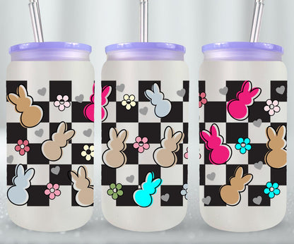 Easter Bunny Checkered-10457 - glass can