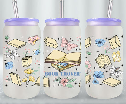 Boho Book Trovert Reading Lover-9967 - glass can