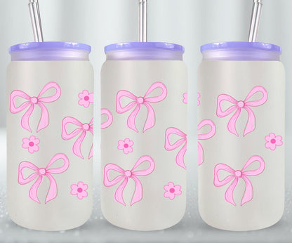 Pink Flower Coquette-10259 - glass can