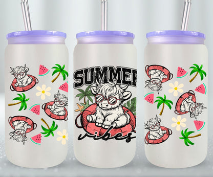 Summer Highland Cow-10670 - glass can