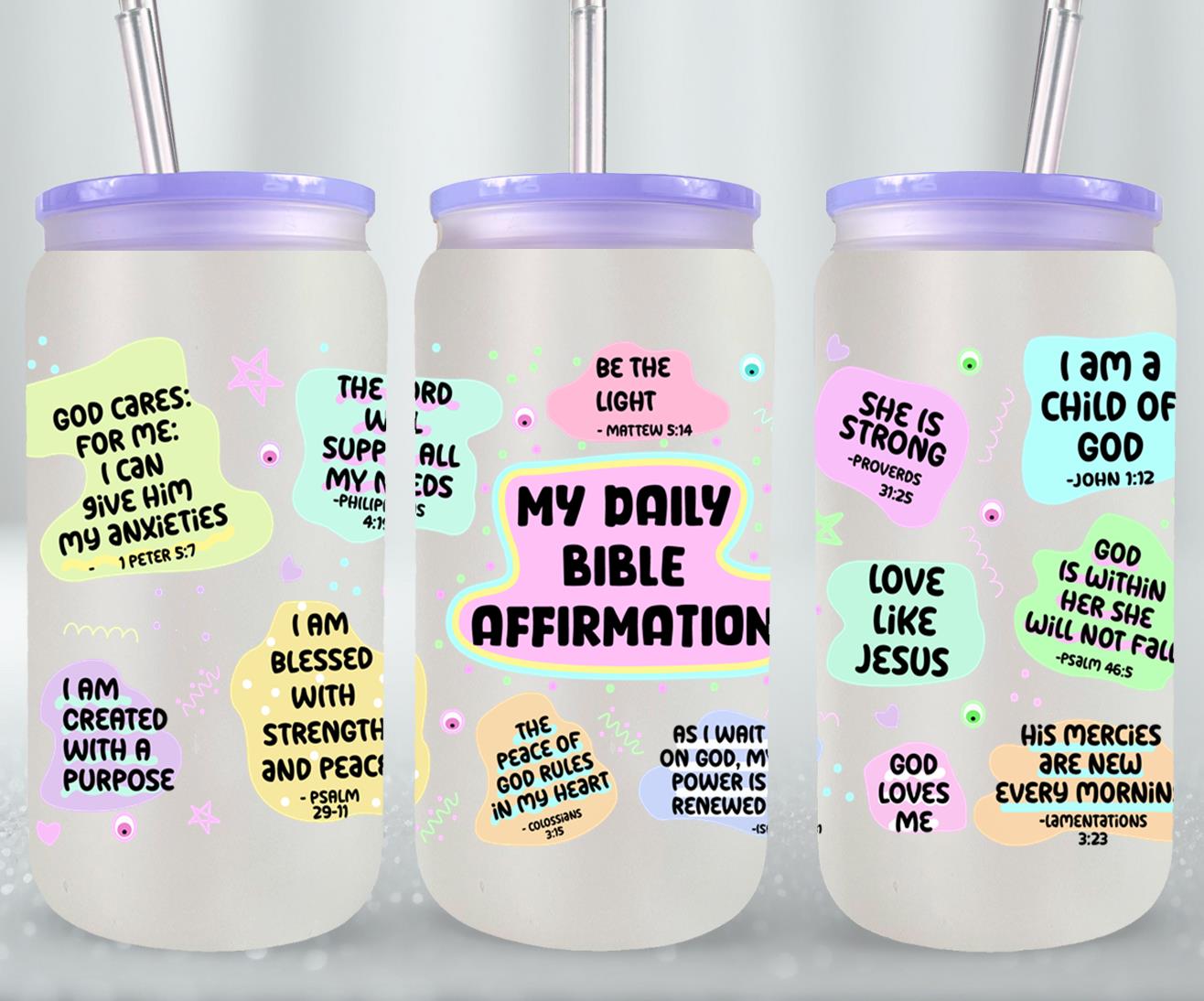 My Daily Bible Affirmation-10215 - glass can