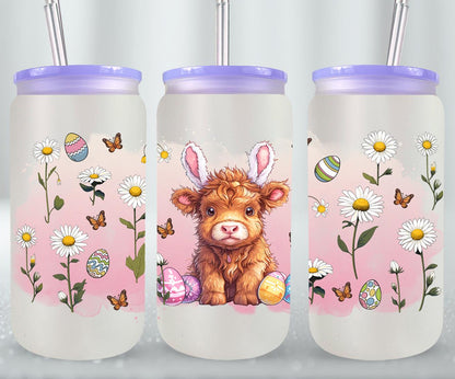 Highland Cow Easter-10402 - glass can