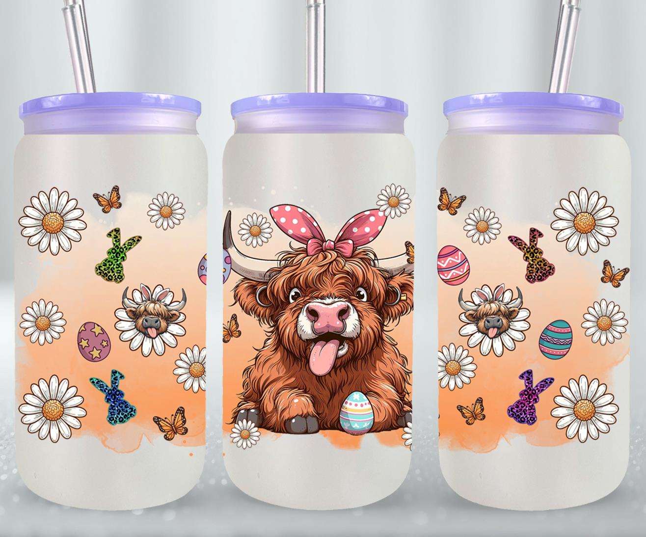 Highland Cow Easter-10390 - glass can