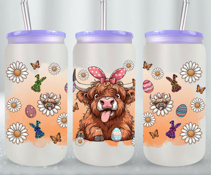 Highland Cow Easter-10390 - glass can