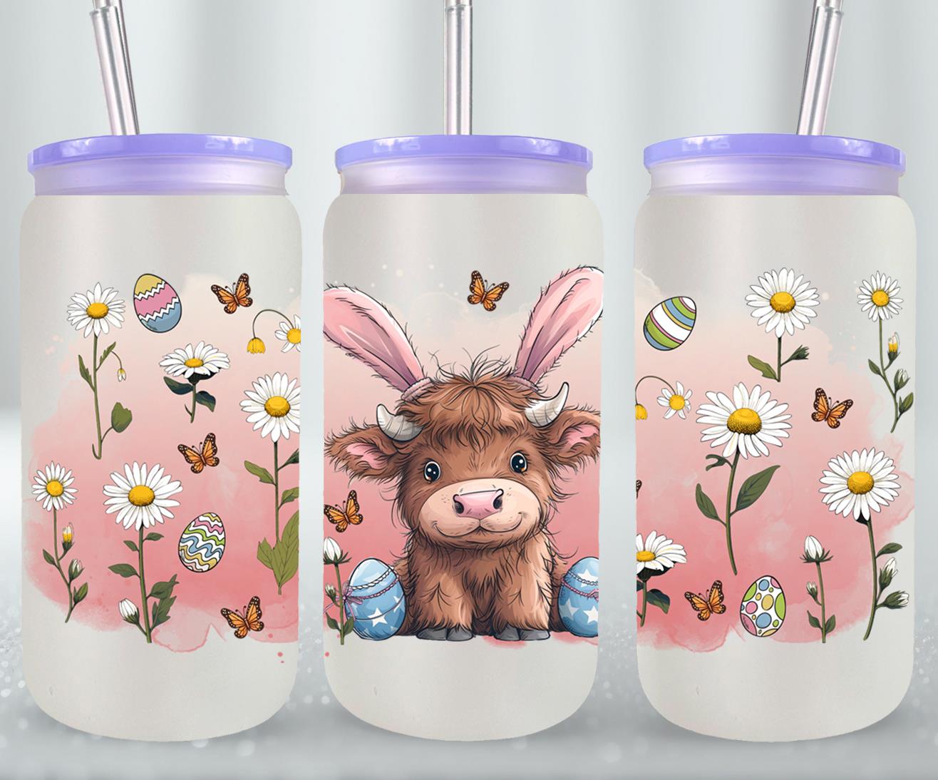Highland Cow Easter-10368 - glass can