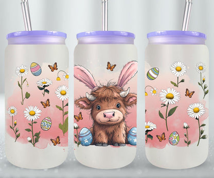 Highland Cow Easter-10368 - glass can