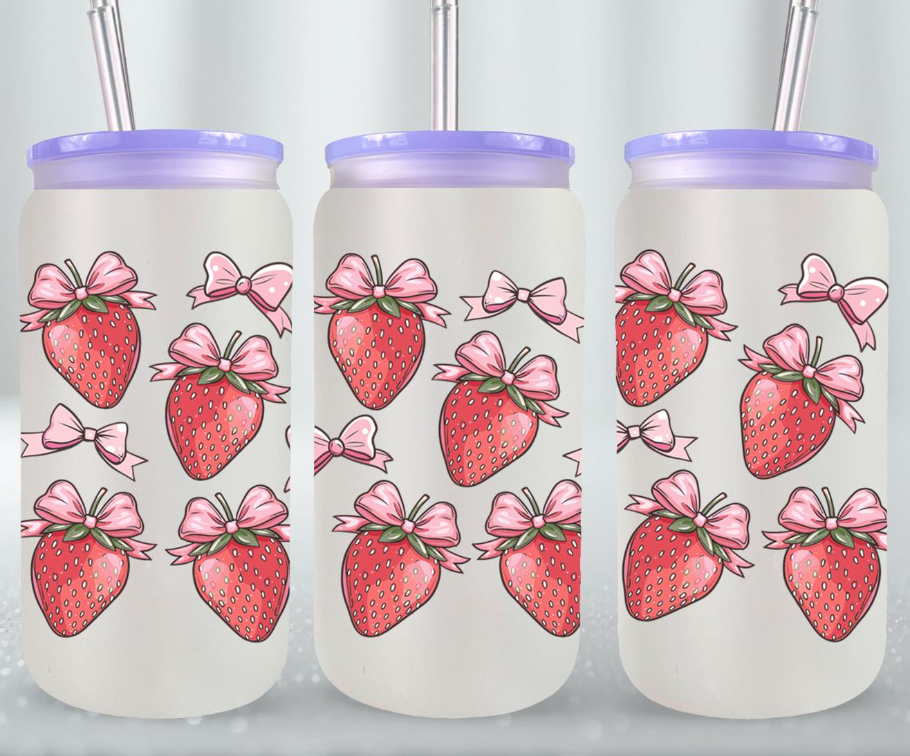 Pink Bow-9986 - glass can