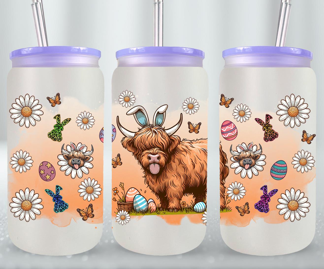 Highland Cow Easter-10376 - glass can
