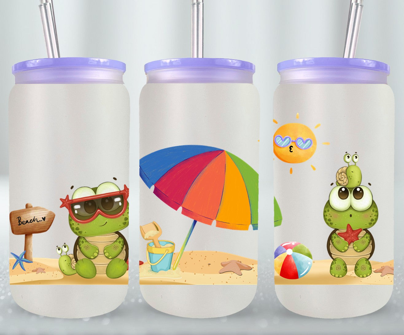 Frog on The Beach -10681 - glass can