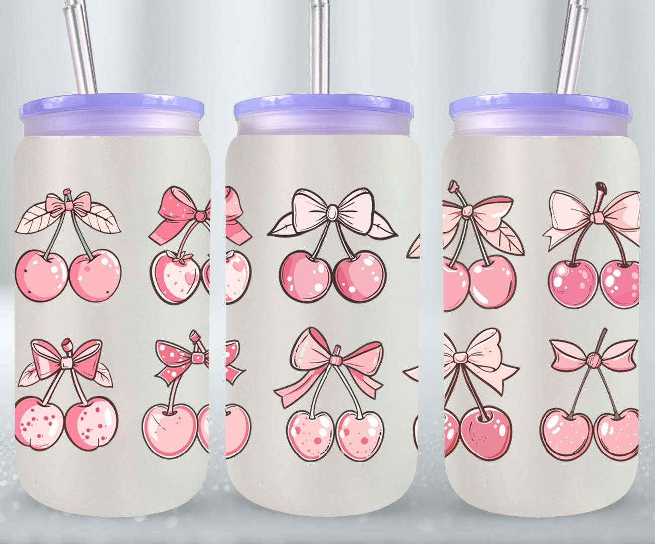 Pink Bow-9994 - glass can
