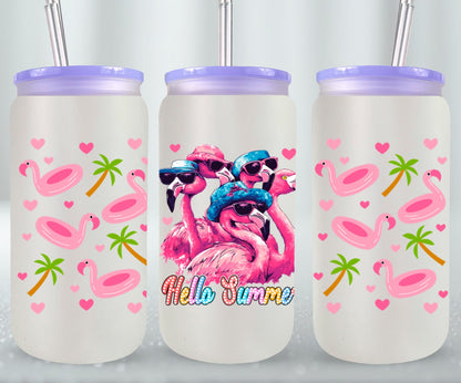 Cute Flamingo Hello Summer-10658 - glass can